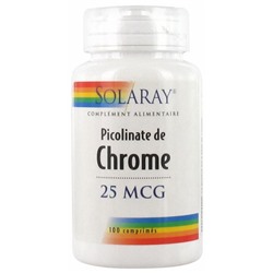 Solaray Picolinate de Chrome 25 mcg 100 Comprim?s