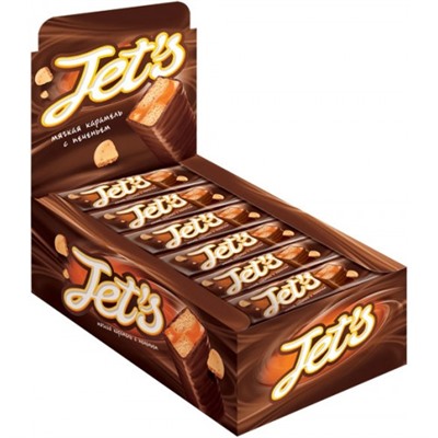 Шоколадные батончики «Jets» глазированный с печеньем 42 гр. В блоке 18 шт. Яшкино.