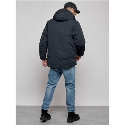 Куртка мужская зимняя с капюшоном молодежная темно-синего цвета 88917TS