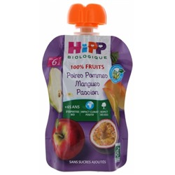 HiPP 100% Fruits Gourde Poires Pommes Mangues Passion d?s 6 Mois Bio 90 g