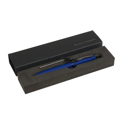 Ручка шариковая автоматическая, 1.0 мм, BrunoVisconti SAN REMO, стержень синий, металлический корпус Soft Touch синий, в футляре