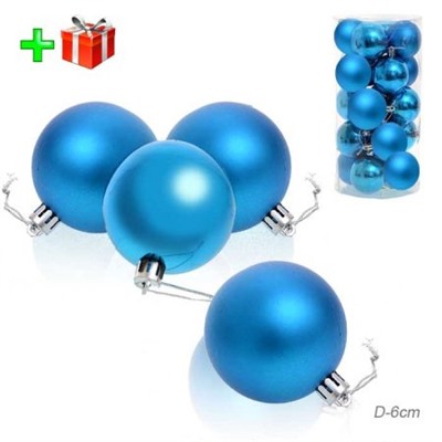 Елочные шары 24 штуки 6 см + гирлянда / HX-6/7 /уп 30/ голубые