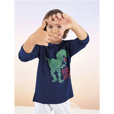 Пижамный комплект для мальчика с длинным рукавом и круглым вырезом с рисунком