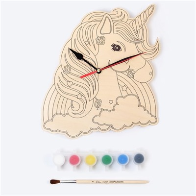 Часы-раскраска настенные "Единорог", плавный ход, 25 х 24 х 0.3 см