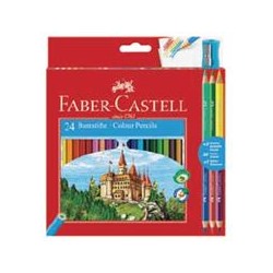 Цветные карандаши Замок (промо набор), набор цветов, в картонной коробке, 24 шт + 3 двухцветных карандаша + точилка