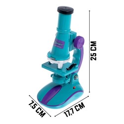 Микроскоп «Юный биолог», кратность увеличения 450х, 200х, 100х, с подсветкой, цвет МИКС