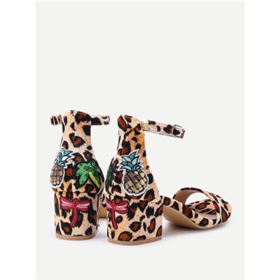 Модные сандалии с вышивкой и леопардовым принтом