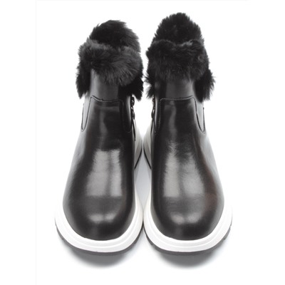 10-P5 BLACK Ботинки зимние женские (натуральная кожа, нат. и иск. мех)