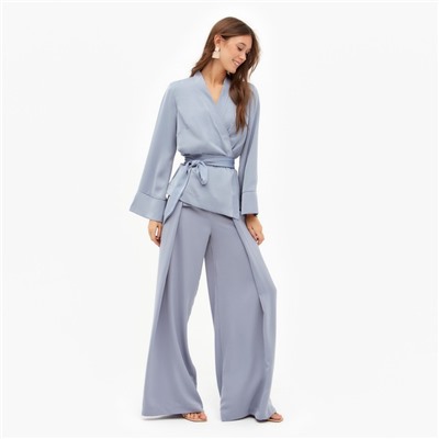 Комплект женский (жакет, брюки) MINAKU: Silk pleasure цвет серо-голубой, р-р 44