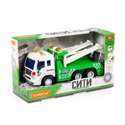 322847 Полесье "Сити", автомобиль-эвакуатор инерционный (со светом и звуком) (зелёный) (в коробке)