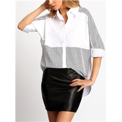 Контрастная блуза с полосатым принтом