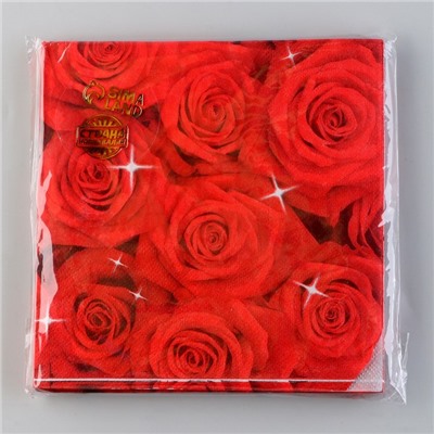 Салфетки бумажные «Букет роз», 33х33 см, набор 20 шт.