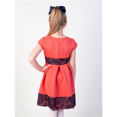 Коралловое платье для девочки со складками 83236-ДН22