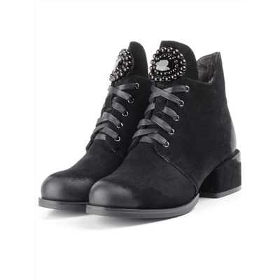 04-R181-1 BLACK Ботинки зимние женские (натуральная замша, натуральный мех)