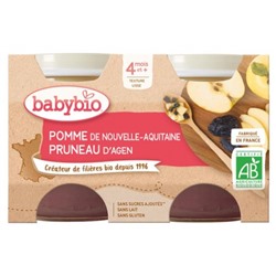 Babybio Pomme Pruneau 4 Mois et + Bio 2 Pots de 130 g