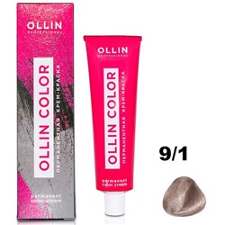OLLIN COLOR Перманентная крем-краска для волос 9/1 блондин пепельный 60 мл