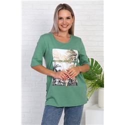 Женская футболка 786 с рисунком листья пальмы Оливковый