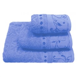 Набор махровых полотенец жаккард 3 шт тёмно-голубой