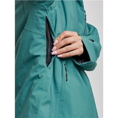 Горнолыжная куртка женская зимняя большого размера зеленого цвета 3936Z
