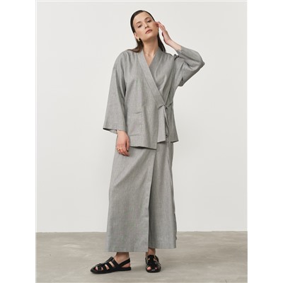 Жакет-кимоно льняной 42600 светло-серый