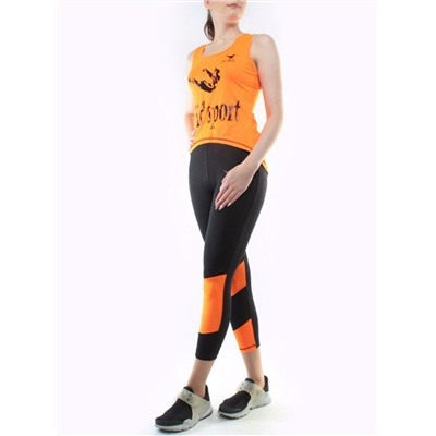 1166 ORANGE/BLACK Спортивный костюм для фитнеса женский (90% вискоза, 10% лайкра)
