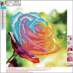 Алмазная мозаика 5D «Роза» 30 × 30 см, без подрамника, частичное заполнение