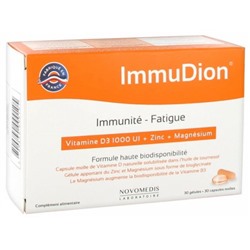Laboratoire Novomedis Immunit?-Fatigue Vitamine D3 1000 UI + Zinc + Magn?sium 30 G?lules + 30 Capsules Molles