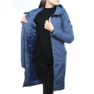 7789 GRAY/BLUE Пальто женское демисезонное (100 гр. синтепон)