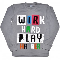 Толстовка детская "Work hard play" (gray)
