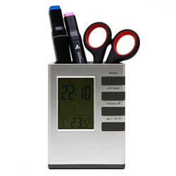 Часы-органайзер настольные электронные: будильник, термометр, календарь, гигрометр,8х10.8 см