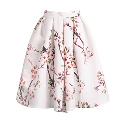 Белая модня плиссированная юбка с цветочным принтом