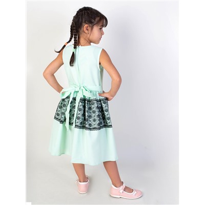 Ментоловое нарядное платье для девочки с гипюром 82562-ДН19