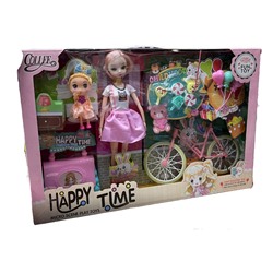 Кукла шарнирная с велосипедом и аксессуарами (в ассортименте)