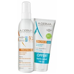 A-DERMA Protect Spray Tr?s Haute Protection SPF50+ 200 ml + AH Lait R?parateur Apr?s-Soleil 100 ml Offert