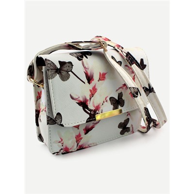 Модная белая сумка с принтом бабочки и цветов