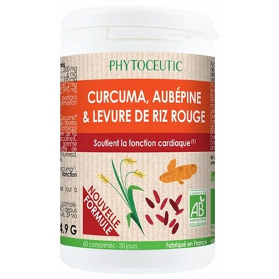Phytoceutic Curcuma Aub?pine et Levure de Riz Rouge Bio 60 Comprim?s