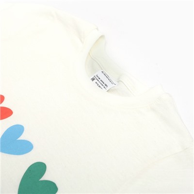Комплект (футболка/шорты) для девочки, цвет молочный/серо-голубой, рост 128-134 см