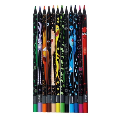 Цветные карандаши 12 цветов MAPED Color'Peps Black Monster, пластиковые