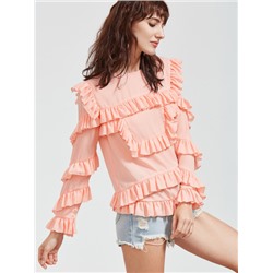 Розовая модная блуза со сборкой