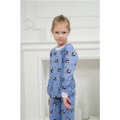 Пижама детская из джемпера и брюк из кулирки Коровы голубой