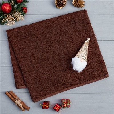 Подарочное полотенце с игрушкой Этель "Гномик" 50х90 см, цвет коричневый, 100% хлопок, 320г/м2