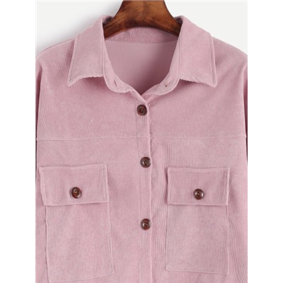 Розовая модная вельветовая рубашка