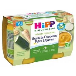 HiPP D?lices du Jardin Gratin de Courgettes Petits L?gumes d?s 8 Mois Bio 2 Pots