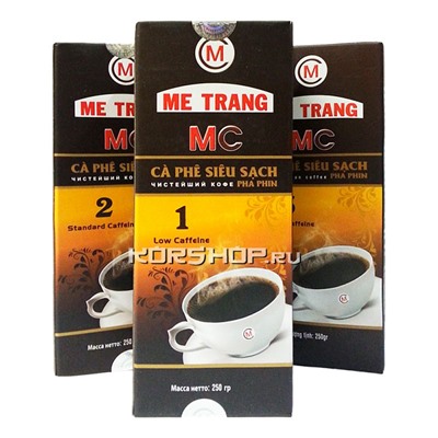 Натуральный жареный молотый кофе MC1 Me Trang с низким содержанием кофеина, Вьетнам, 250 г Акция