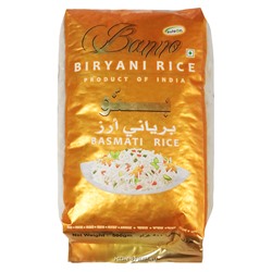 Шлифованный длиннозерный рис Басмати Бирьяни Banno, Индия, 500 г Акция