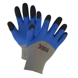 Перчатки нейлоновые со вспененным двойным латексным покрытием синие (упаковка 12пар)