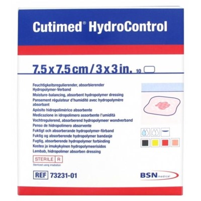 Essity Cutimed HydroControl 10 Pansements R?gulateurs d Humidit? Avec Hydropolym?re Absorbant 7.5 cm x 7.5 cm