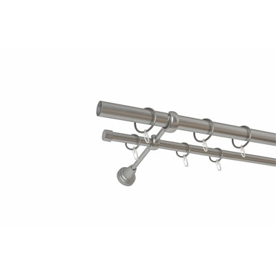 Карниз металлический 2-рядный хром матовый, гладкая труба, 200 см, ø25 мм (df-100082)