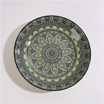 Тарелка керамическая глубокая Доляна «Мирсоле», d=21 см, цвет зелёный