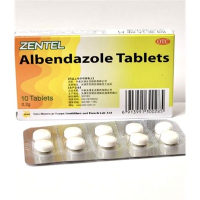 Таблетки Albendazole Tablets (A Ben Da Zuo Pian) от Паразитов 10 таблеток по 0,2 гр